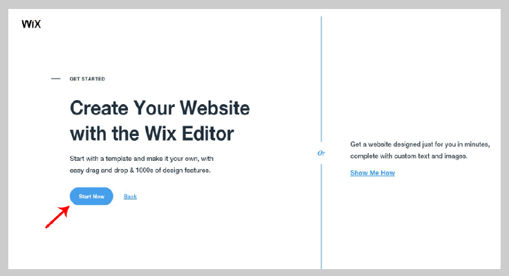 wix başlangıç sayfası